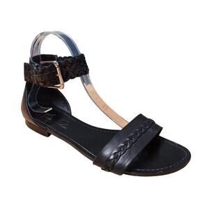 Marc Fisher Mfeiden Black Braided Leather Ankle Strap Size 8